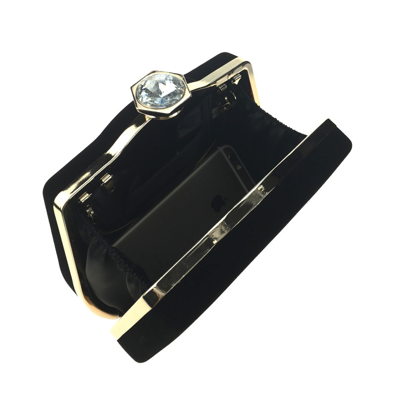 Túi clutch nữ dạ tiệc nhung hình quả bầu đính đá hộp cứng kèm dây xích — Màu đỏ, Màu đỏ rượu, Màu tím, Màu xanh lam chi tiết 32