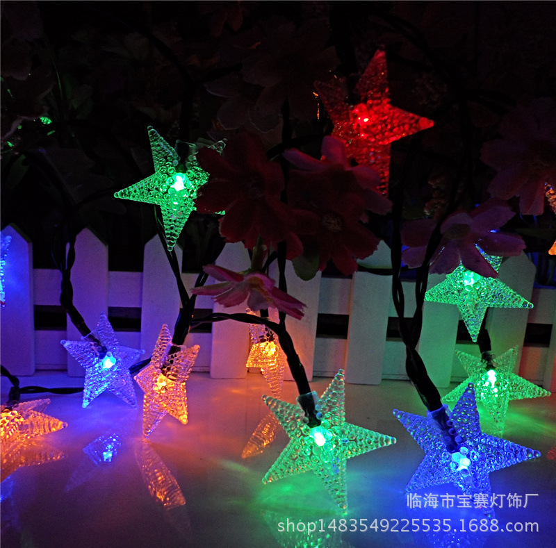 Suministro en stock de luz solar estrella cadena de luz 30LED festival de Navidad jardín decoración luz al aire libre impermeable