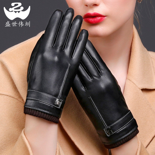 Women's winter lined thick warm touch screen driving gloves couples style new leather gloves for men