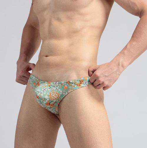 Men's Low-Rise Cartoon Print Low-Rise Briefs Lycra Cotton Christmas Gift Deer Tail Underwear E-017