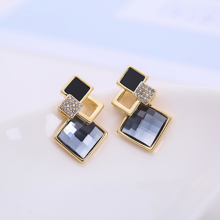 Geometrische Kristall Ohrstecker Für Damen Modeschmuck_voghion.com