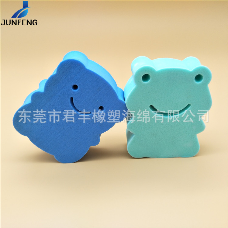 工厂订做仿真青蛙卡通婴幼儿沐浴棉背巾搓澡棉 pva搓澡棉