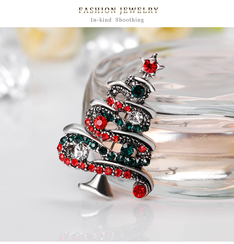 مجوهرات الأزياء حجر الراين عيد الميلاد شجرة بروش سبائك الماس بروش الإناث display picture 8
