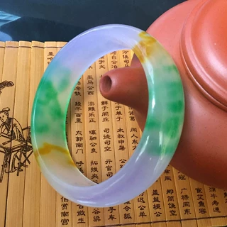 玉器工艺品 玉石包邮紫罗兰色石英岩三彩男女款手镯 送礼佳品