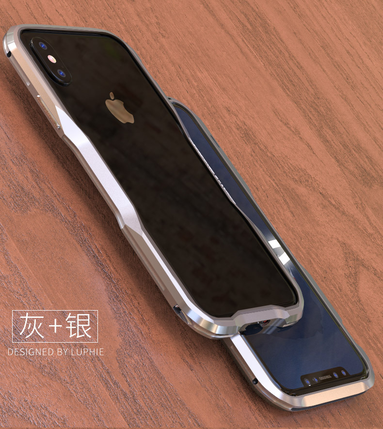 Luphie Bicolor Incisive Sword Slim Light Aluminum Bumper Metal Shell Case for Apple iPhone X