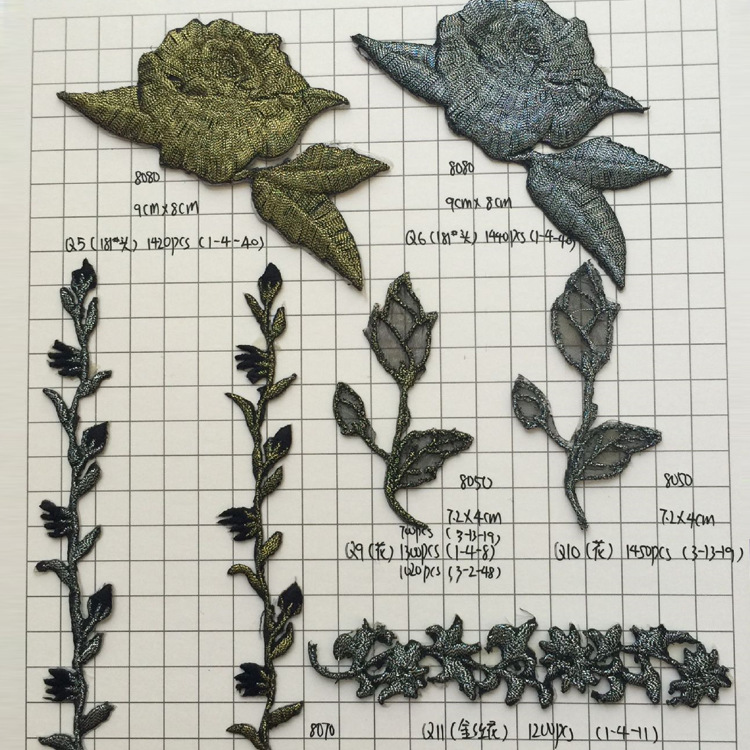 厂家直销 3D绸缎民族风绣花 电脑绣花玫瑰花刺绣布贴DIY刺绣