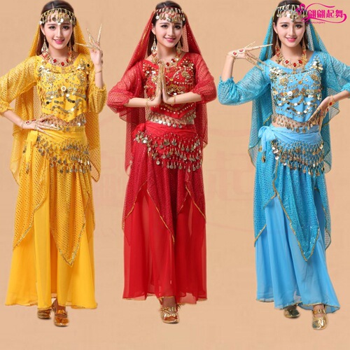Belly dance practice clothing Indian dance performance clothing long-sleeved highlight skirt new belly dance practice clothing set