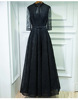 New style long sleeved long sleeved black evening dress long skirt party host company annual meeting