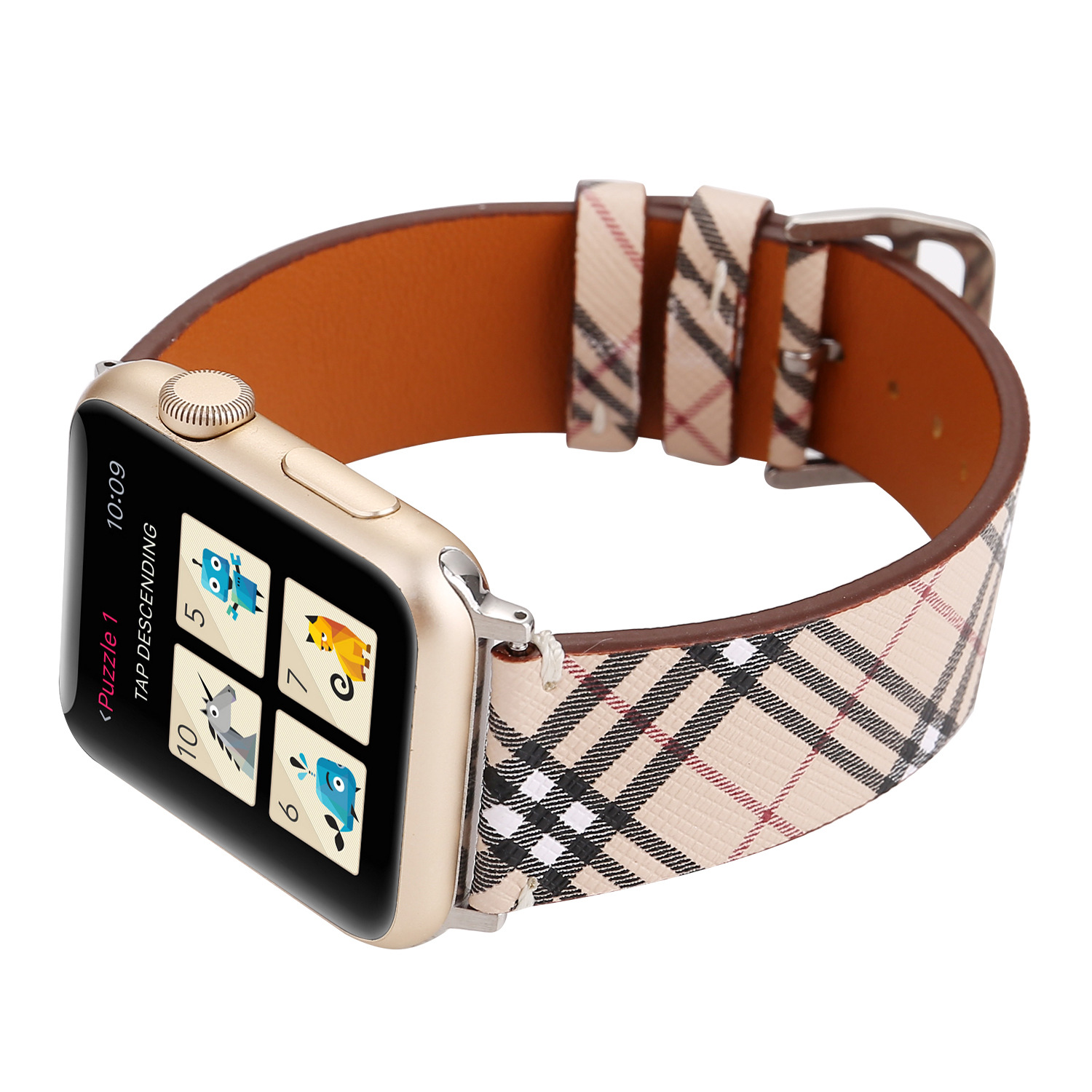 Adecuado para Apple reloj Correa Apple watch7-1 moda Plaid correa de cuero iwatch7 correa de cuero genuino