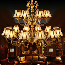阿燈簡歐式全銅吊燈飾簡約款美式復式樓梯別墅酒店雙層吊燈具9256