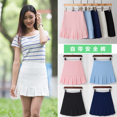 2018韓版春夏新款學院百搭a字修身顯瘦包臀百褶裙短裙半身裙代發