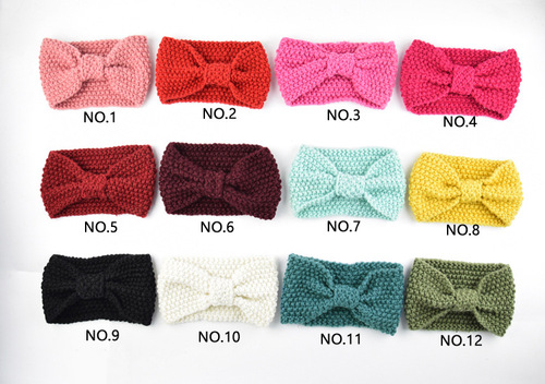 European and American corn kernel bow knitted wool headband sports headband ear protection headband handmade warm headband