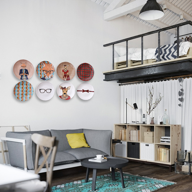 Nórdico ciervo de dibujos animados simple decoración de la pared pintura placa de cerámica decoración placa colgante de pared decoración de la pared de fondo