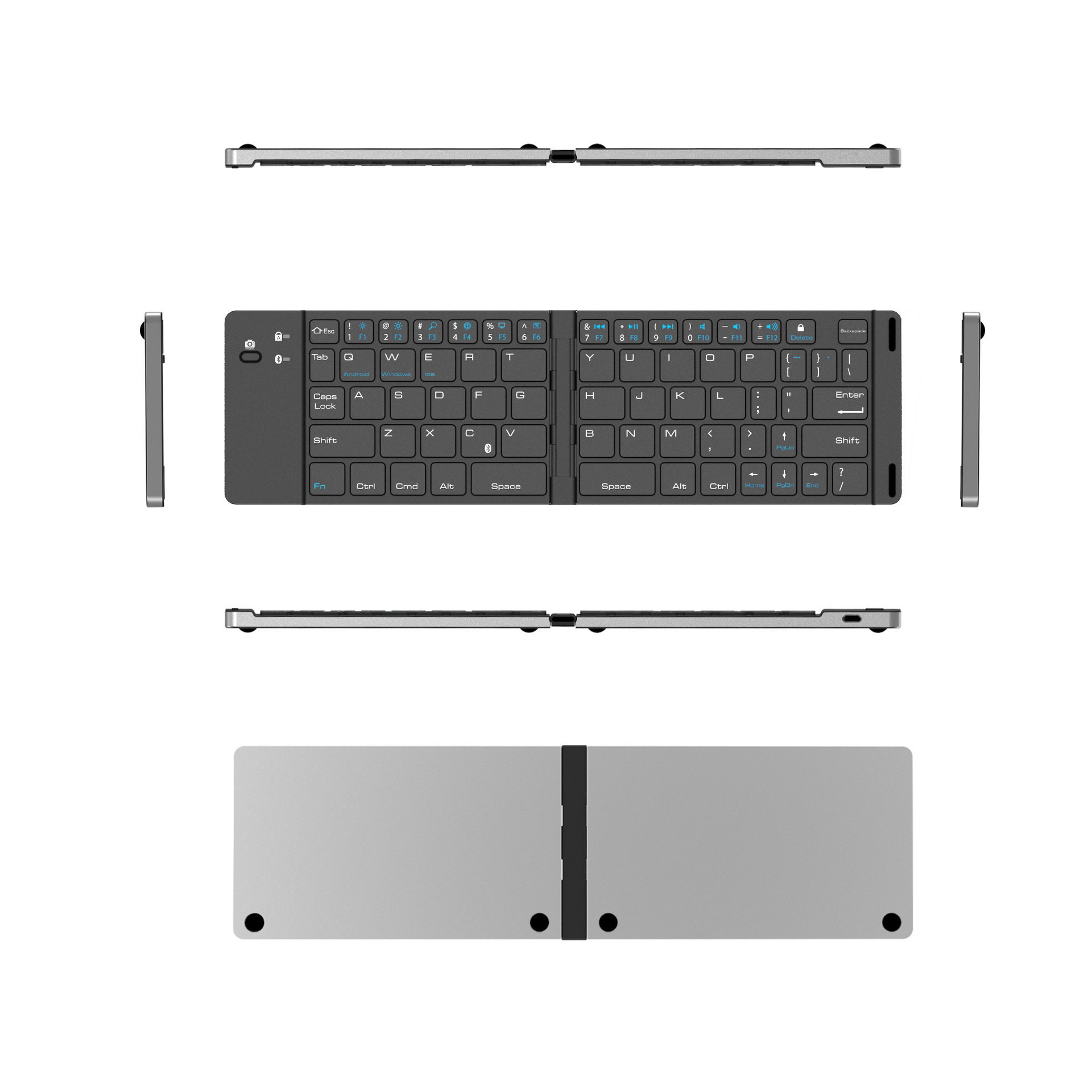 Wireless Aluminum Alloy Folding Bluetooth Keyboard Three Systems Suitable For Bluetooth Keyboard Built-in Lithium Battery IPad Tablet Folding