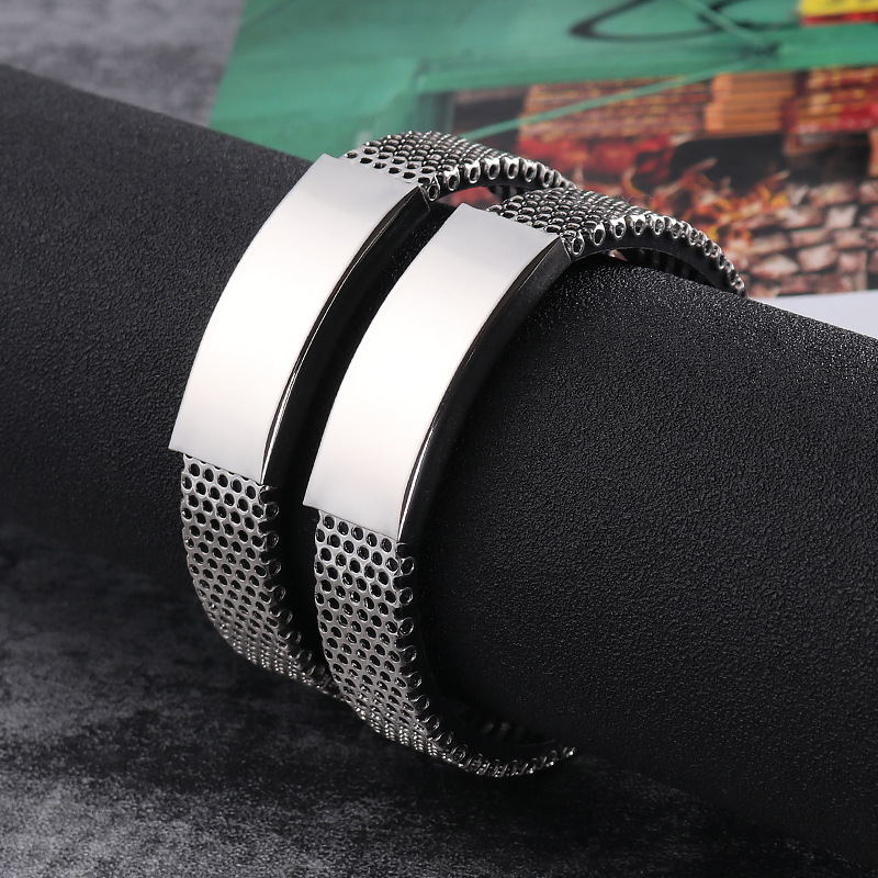 European and American personalized lettering fashion titanium steel bracelet silicone bracelet colorfast mesh bracelet factory direct sales