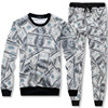 men leisure suit sports class service baseball uniform 3D digital printing dollars bills cross-border supply surge