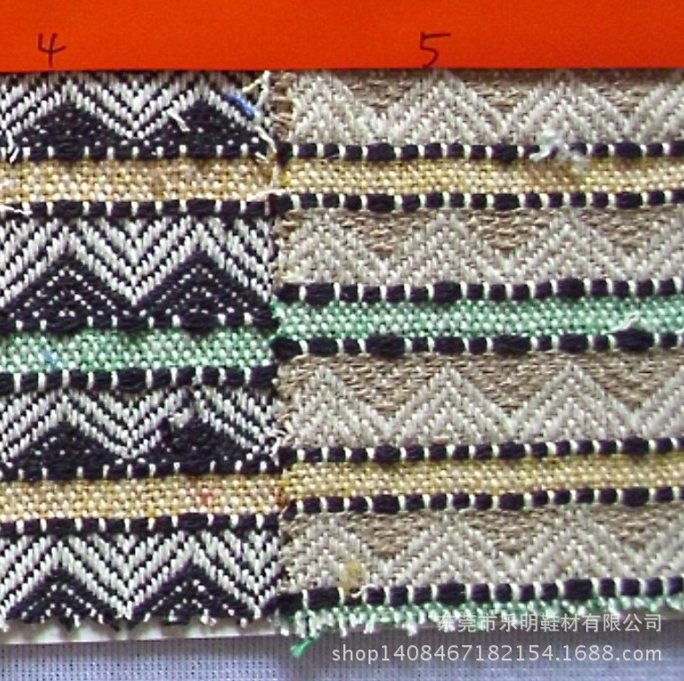 FB045色织方格6波浪纹麻布工艺品鞋材布料