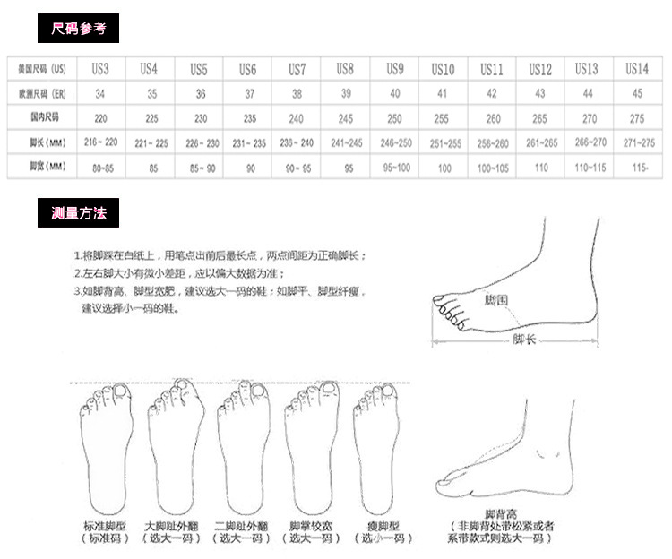 包子鞋尺码对照表