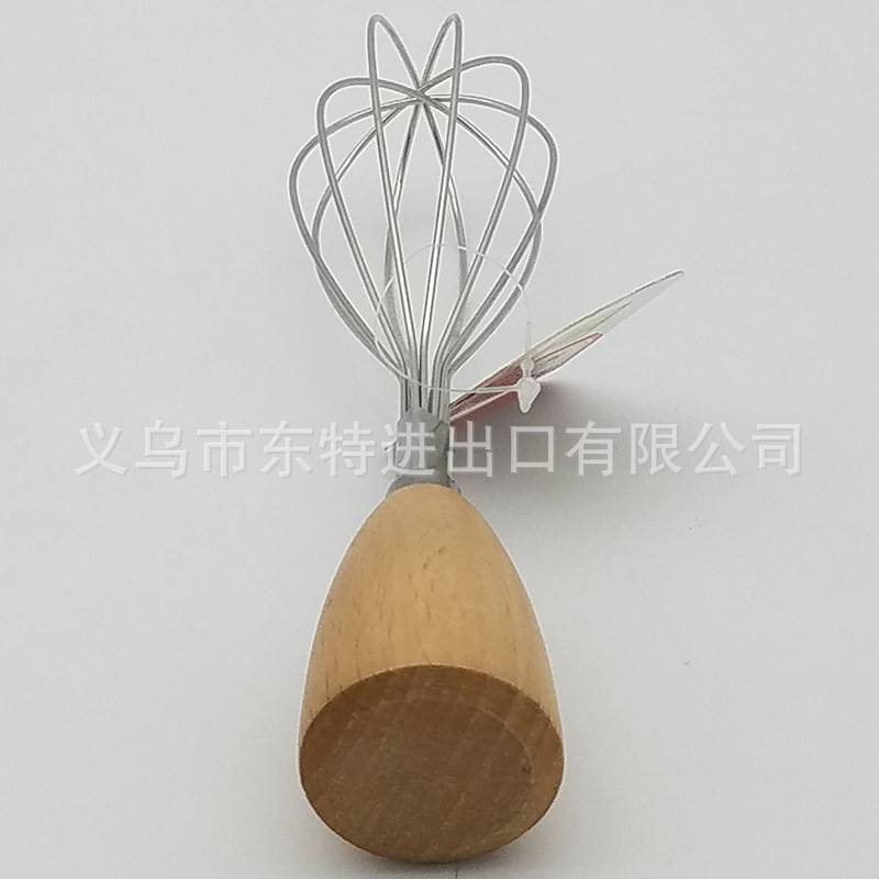 Factory direct sales stainless steel egg beater with oak handle, egg and cream baking mixer, household mini egg beater detail image 4