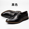 Black spring footwear for leather shoes, classic suit for leisure pointy toe, wholesale