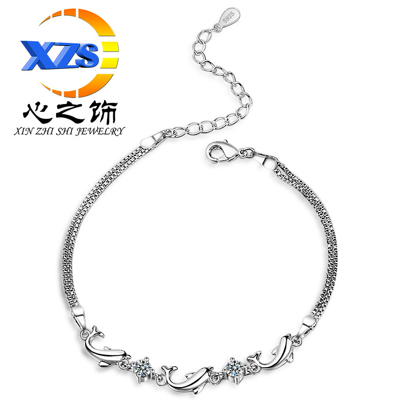 Crystal dolphin bracelet diamond bracelet Japanese and Korean women's fashion Joker jewelry manufacturers wholesale direct sales