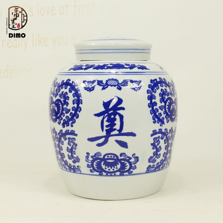 wholesale Jingdezhen Ceramic Urn Blue and white Porcelain Cinerary casket Funeral Supplies Funeral home Urn