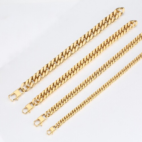  Creative New Metal Bracelet, Fashion Multi-Color Polished Double-Weave Four-Sided Sanding Day-Shaped Clasp Titanium Steel Chain