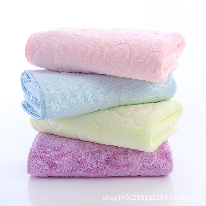 浴巾超细纤维磨毛压花新生婴儿正方形大毛巾儿童被超柔吸水不掉毛|ru