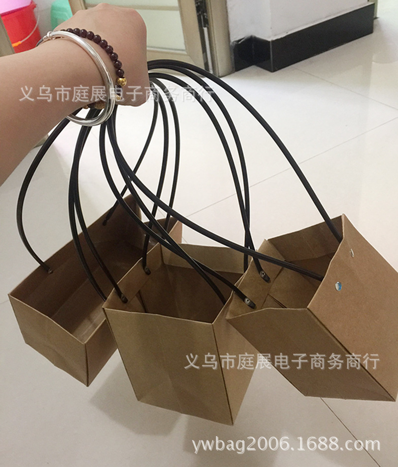 源头工厂现货鲜花牛皮纸袋 方形盆栽袋 梯形包装袋 防水插花花袋