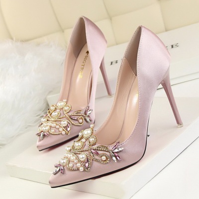 2586-38 restoring ancient ways in Europe and the sexy elegant banquet for women's shoes with high heels shallow pointed 