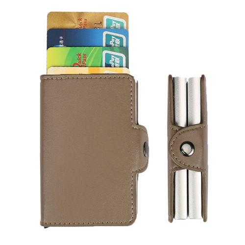 Anti-theft aluminum card holder credit card holder automatic business card box dual card large capacity card box aluminum alloy card box