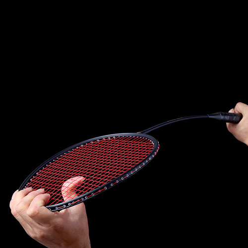 Manufacturer wholesale full carbon badminton racket single racket high pound offensive training racket carbon fiber ultra-light small black racket