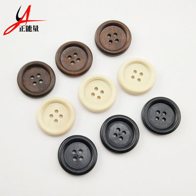 服裝輔料天然木頭扣 四眼圓形細邊木質紐扣 童裝毛衣木制紐扣批發