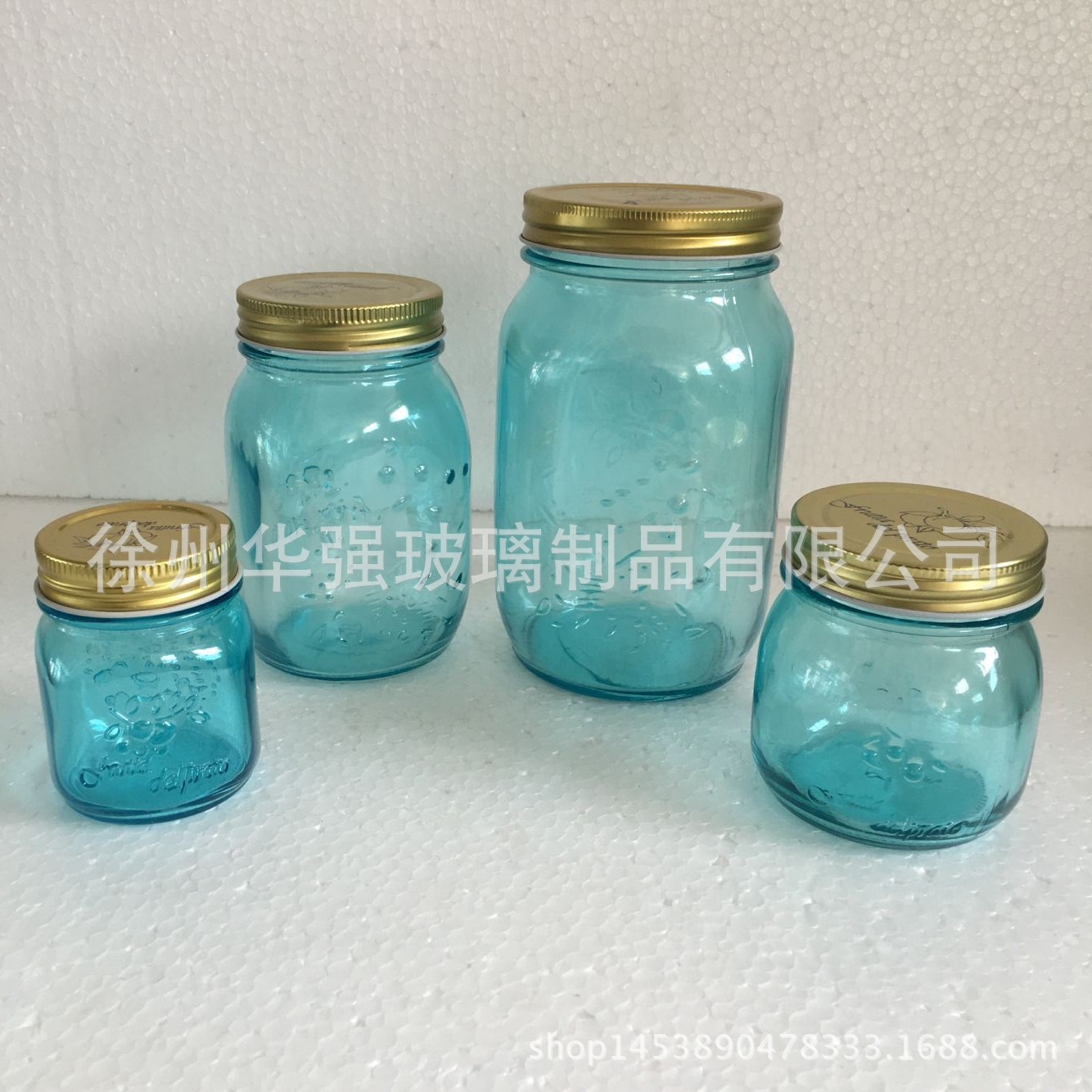 厂家直销梅森杯饮料杯梅森瓶可发光玻璃把手杯耐热罐头玻璃瓶批发