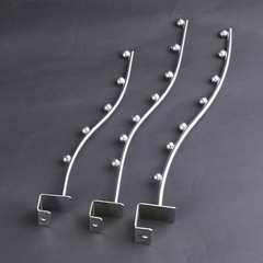 Hook wholesale supermarket clothing store chrome plated bead holder square tube clip crossbeam 5 beads 7 beads curved S-shaped hook