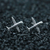 Airplane, earrings, stone inlay, fashionable zirconium, accessory, silver 925 sample, simple and elegant design, 925 sample silver, wholesale