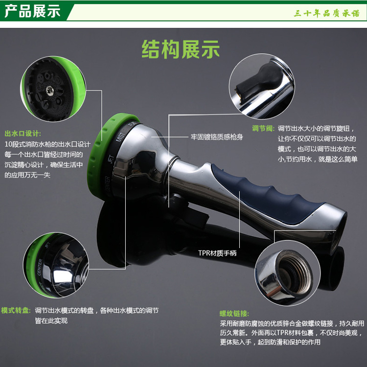 厂家直销 家用园林洗车多功能金属喷枪 喷枪批发 出口品质