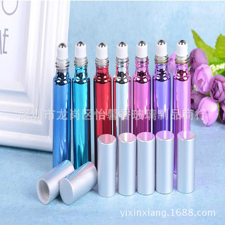 【工厂直销】15ml玻璃滚珠瓶 电镀精油瓶10ml滚珠瓶镀晶瓶