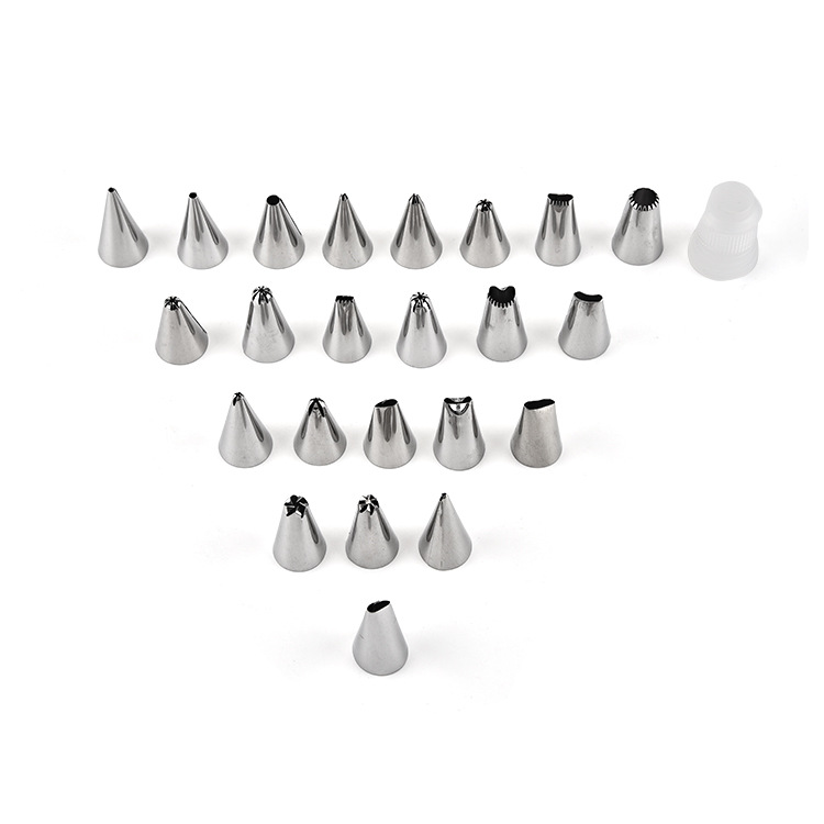 厂家直供23头裱花嘴套装蛋糕描边不锈钢裱花嘴带转换头插卡装