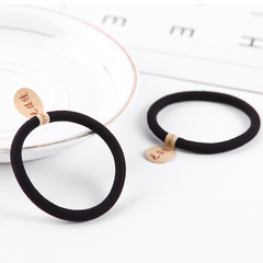 Korean Version High-Elasticity Seamless Black Elastic Hair Tie with Thick Seamless Label Nylon Elastic Hair Tie Wholesale for 1 Yuan and 2 Yuan