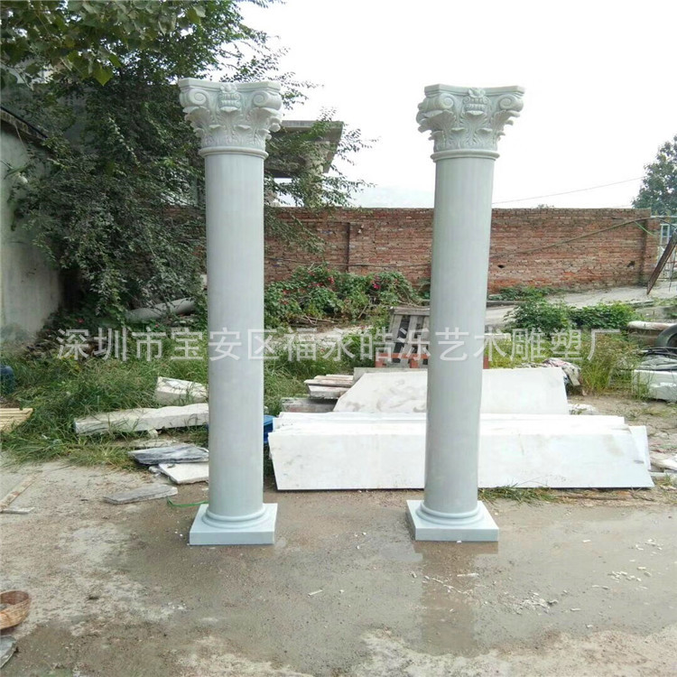 定制大理石雕塑罗马柱，室内装饰品厂家提供玻璃钢欧式罗马柱