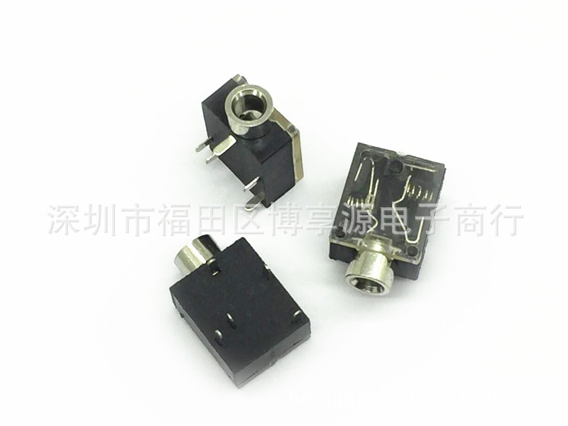 音频插座 5脚 麦克风插座 3.5MM单声道 透明背盖 PJ-324M 无螺纹