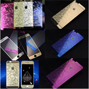 蘋果6S鋼化玻璃膜 Phone6 plus彩色3D菱形立體手感 5S防爆前後膜