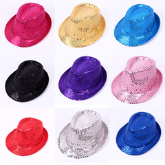 Adult hat performance performance sequined hat stage dance child hat Children's Day hat parent-child hat