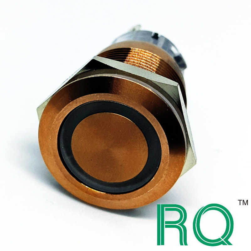 古铜色平头带定制符号和带灯LED厂家直销防水金属按钮开关