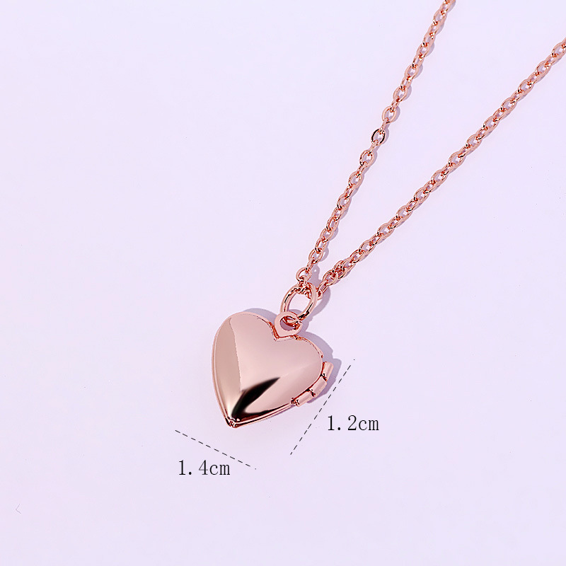 8g Weight Titanium Steel Copper 18K Gold Plated Rose Gold Plated White Gold Plated Plating Inlay Heart Shape Rhinestones Locket Necklace