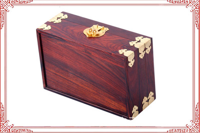 中式复古桌面实木收纳盒首饰盒木盒房本证件文件真皮小木箱定做