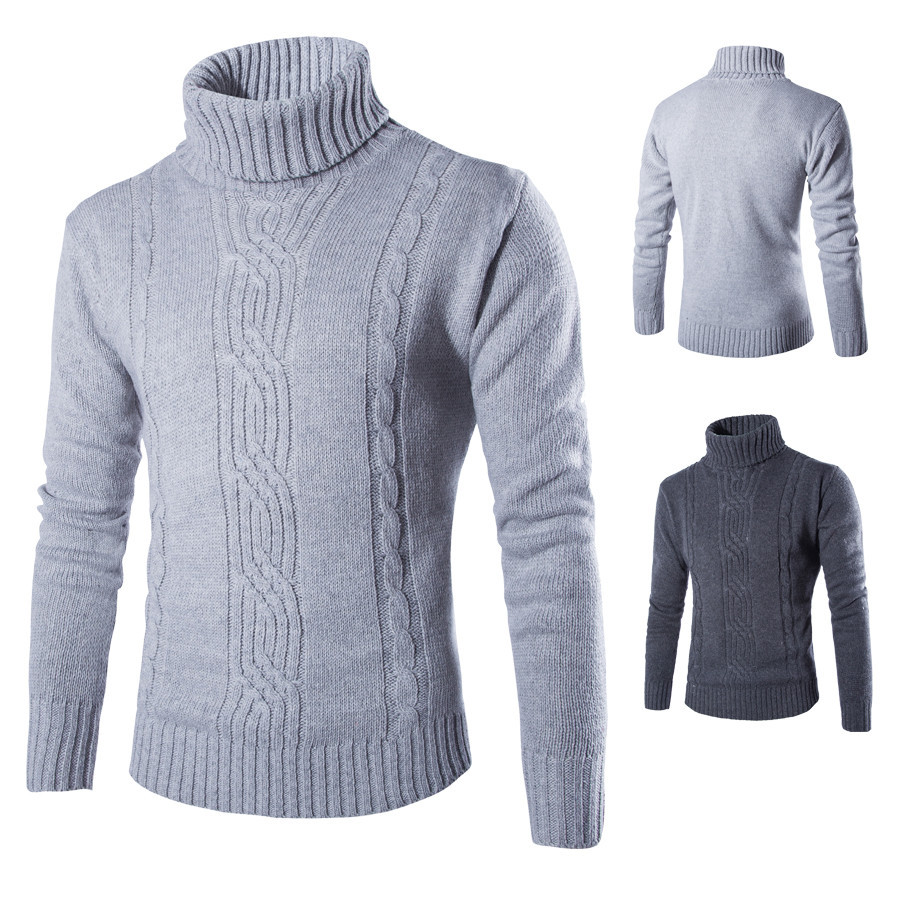 Quick sell men's men's high collar Lapel Pullover Sweater loose large solid color sweater men's bottoming shirt