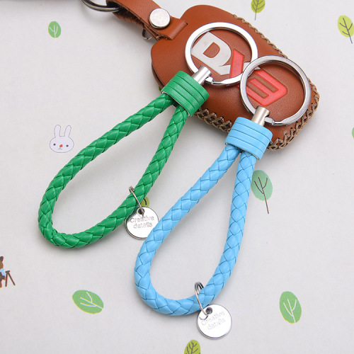 Creative woven leather rope key chain handmade for men and women, couple key ring, genuine leather car key chain, small gift