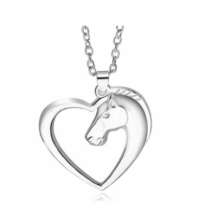 Sweet Heart Pony Necklace Alloy Pendant Copper Chain Cute Animal Horse Head Necklace Wholesale display picture 17